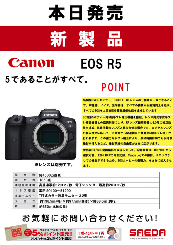 キヤノン EOS R5発売　