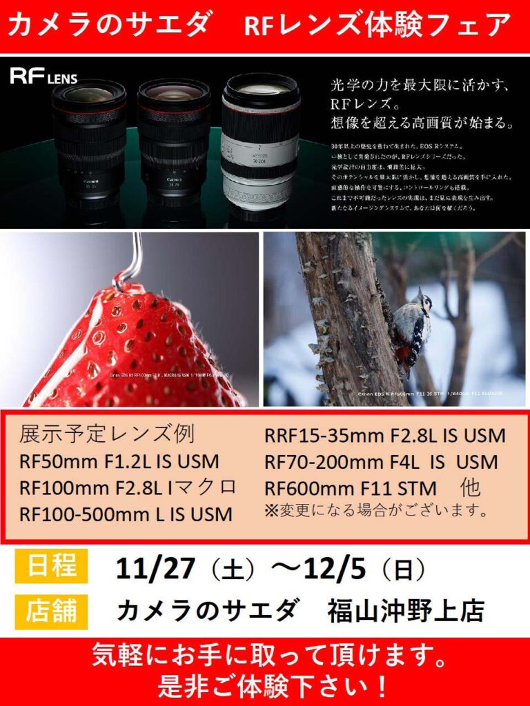 キヤノンrfレンズ体験フェアー 店舗ブログ カメラのサエダ